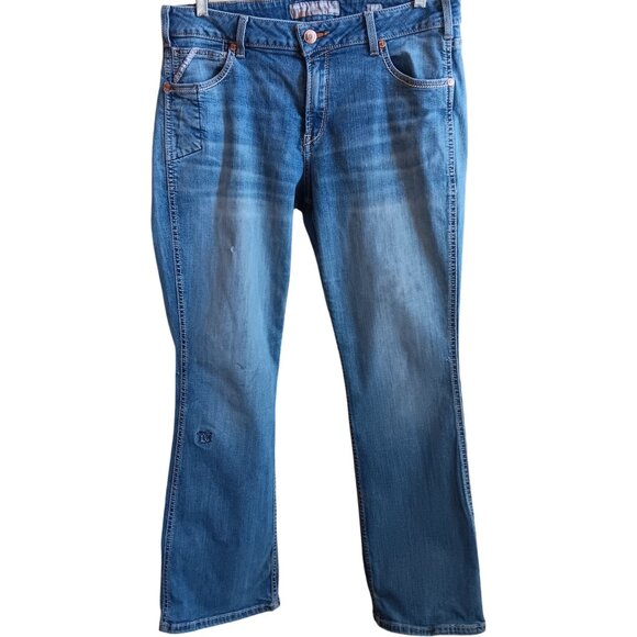 Ariat Women's Jeans 33R Perfect Rise Boot Rebar Distress Fade Bootcut 36x32 - Picture 3 of 9